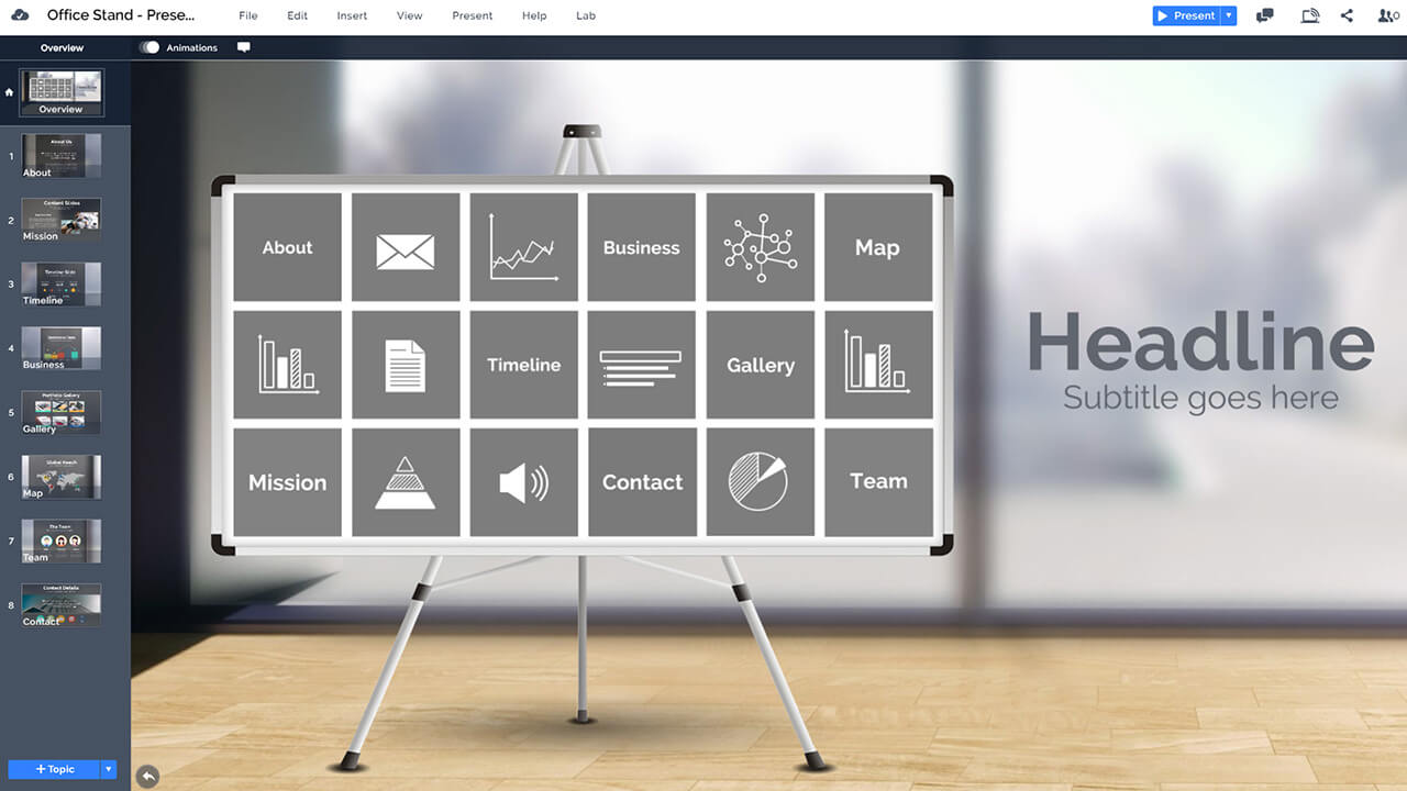 company-business-office-leg-stand-whiteboard-prezi-presentation-template