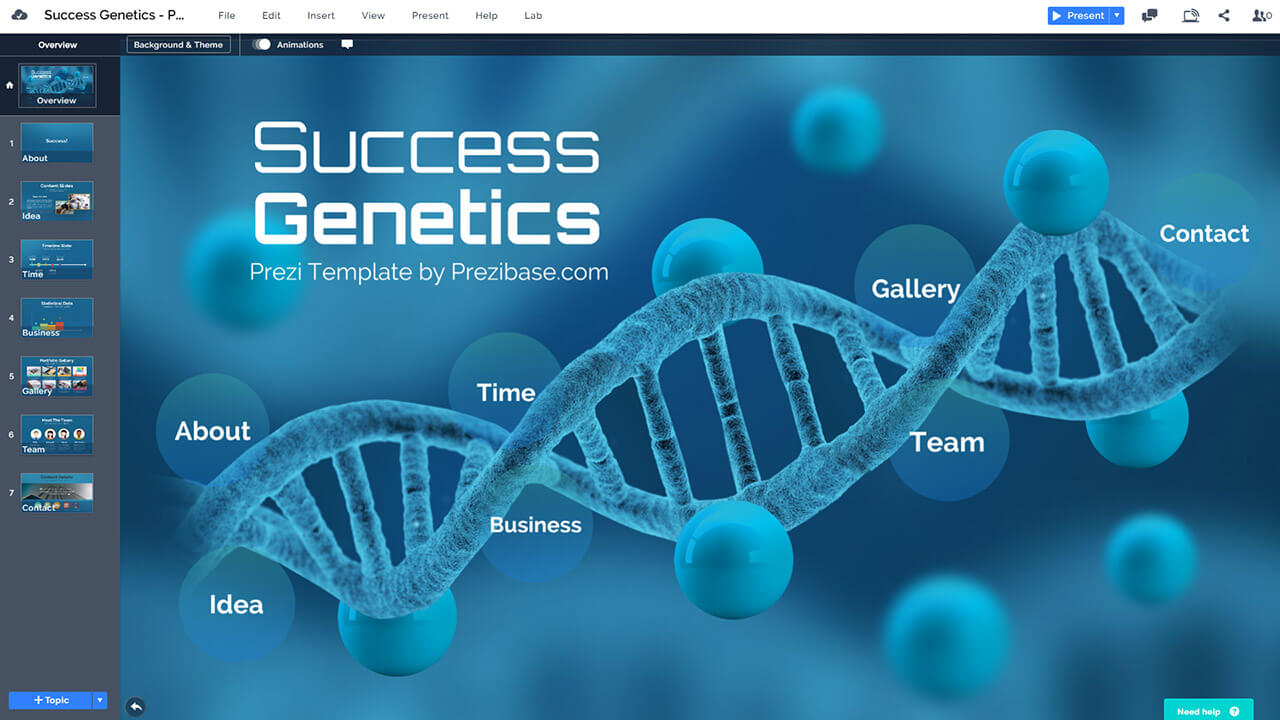 success-genetics-DNA-biology-blue-business-presentation-template-for-prezi-and-powerpoint